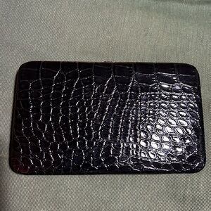 COPY - COPY - Black Flat Alligator Textured Wallet